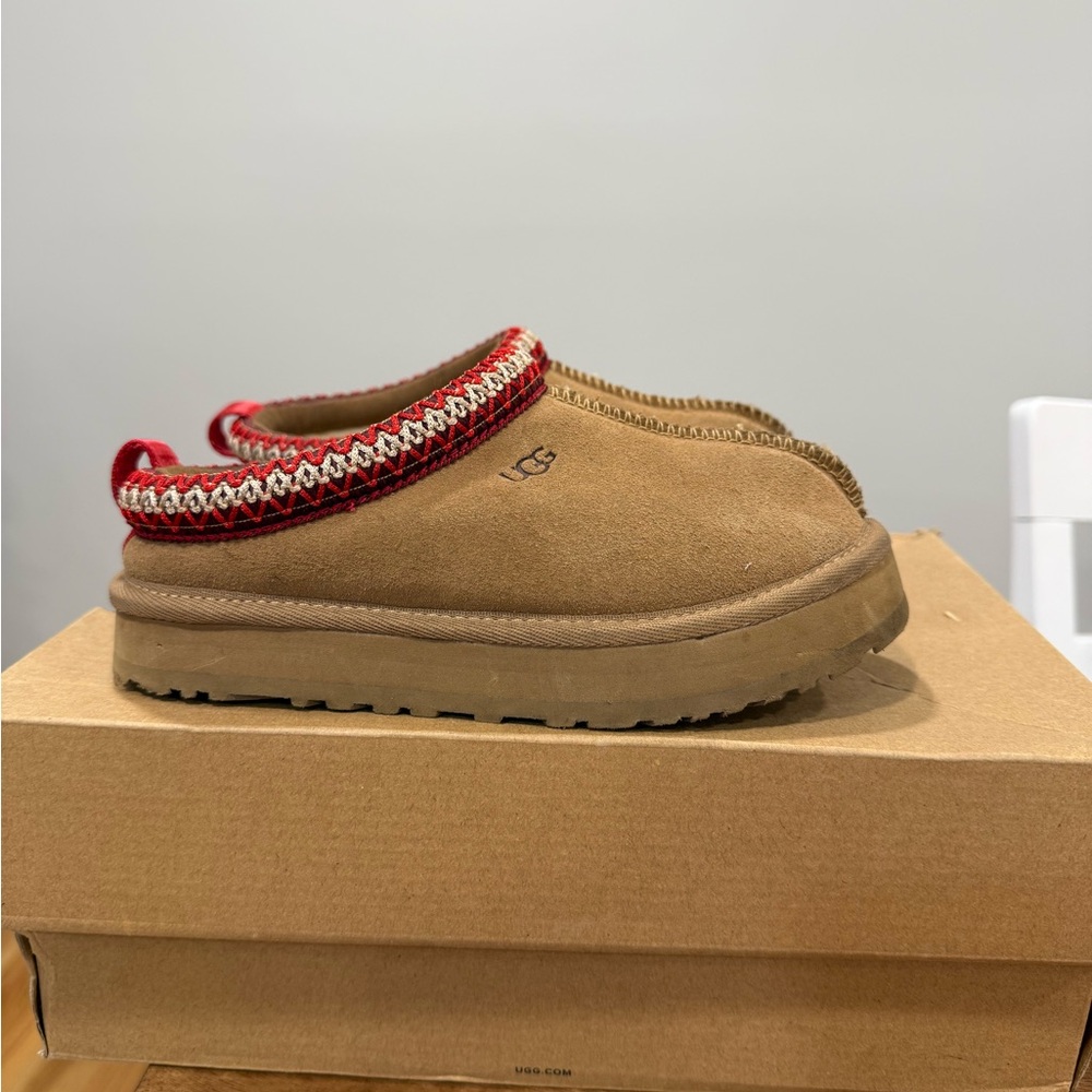 UGG Kids Brown Boots with Red Accents